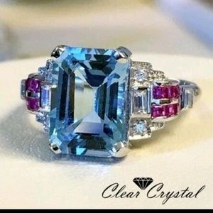 ❣❣ light blue princess cz in white gold filled